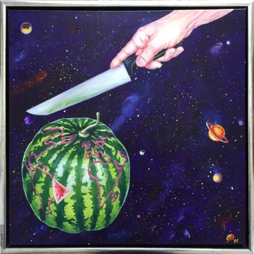 Watermelon depicted as our planet Earth